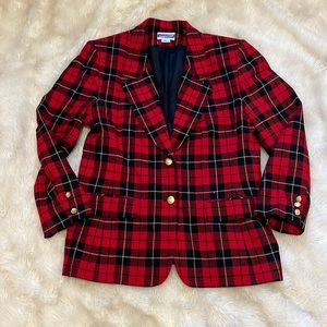 Vintage Pendleton Red Plaid Wool 2 Button Blazer Size Large